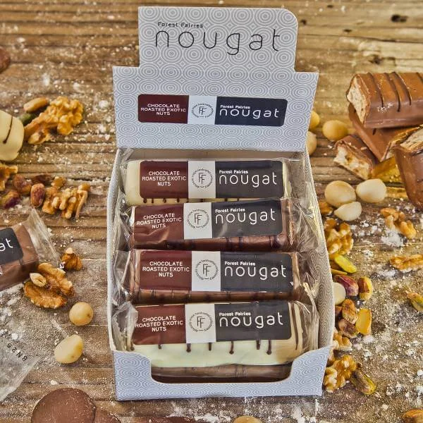 Chocolate Roasted Exotic Nuts Nougat Bar – Box of 10 Bars – Forest Fairies